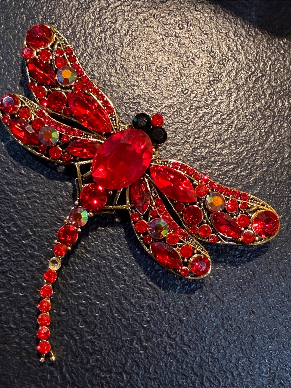 Red Crystal Dragonfly Brooch/Pendant - Elegant Women's Jewelry
